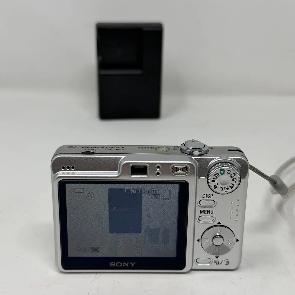 Sony Cybershot DSC-W55 7.2MP Black Digital Camera, Battery Charger, Case, 16 GB
